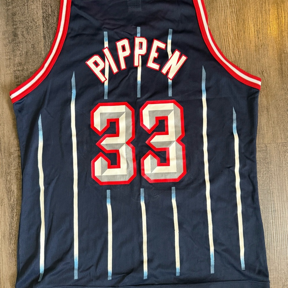 Champion Navy Blue Vintage Houston Rockets #33 Jersey Pippen 48 - Picture 2 of 6